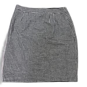 Talbots Skirt 6 Black White Houndstooth  Wool Blend Pencil Office Siren Corpcore
